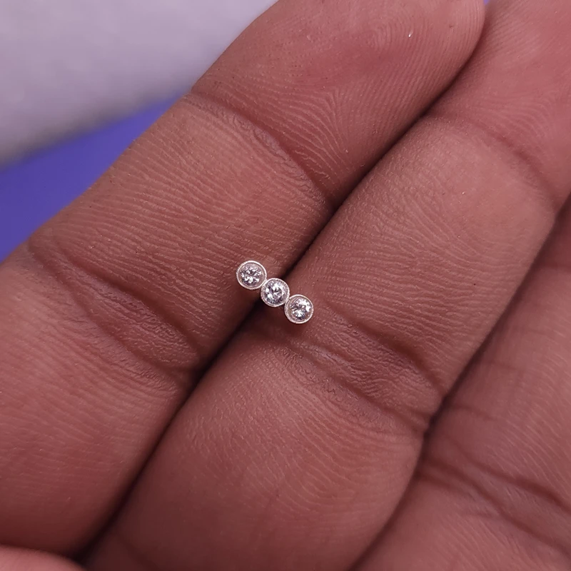3 Stone Silver Nosepin Design-2